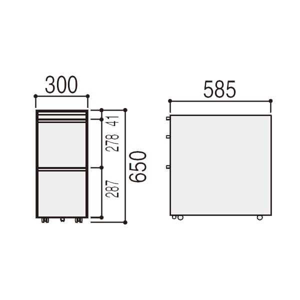 DTスリムワゴンA4-2段ペントレー引出し付きLS 5-138-5410【送料無料