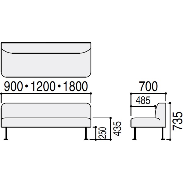 背付きソファW900 6-231-9038【送料無料】 | ウチダ pilvio2 sofa