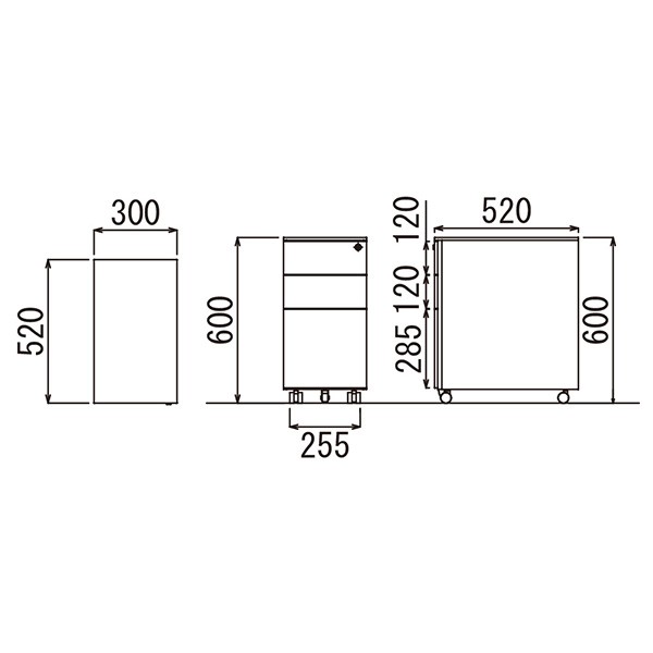 SWG-300B【送料無料】 | アイコ SWGｰ300インワゴン3段キャスタータイプ