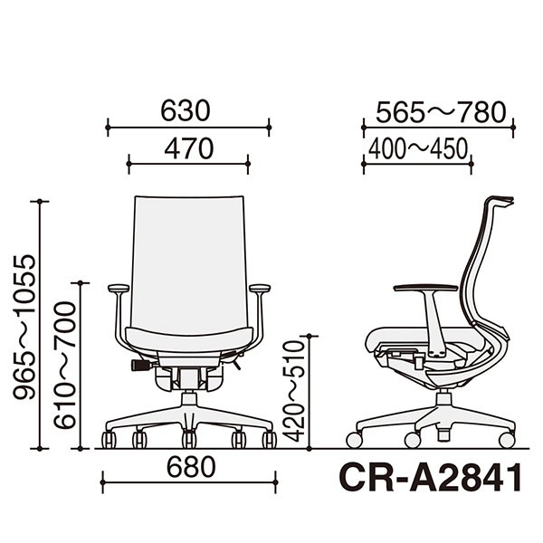 コクヨ品番 CR-A2841E6CGMA8-W オフィスチェア　ベゼル　モデレートタイプアルミ肘　アルミ脚 W680xD565xH965 ベゼル CR-A2841E6GME6-WN送料無料 | コクヨ Bezel通販 -