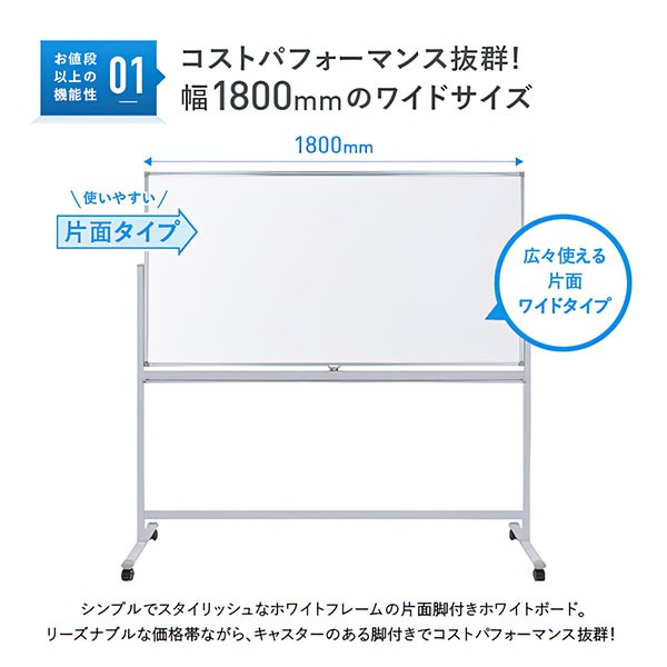 ゴルガリ陰湿な根t青 サイドボード付き 両面脚付き低位置ホワイトボード 黒板 無地 幅1210 高さ910 UJ