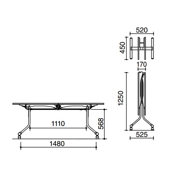 コクヨ品番 KT-S810P1MN 折畳みテーブル 810シリーズ 棚付き