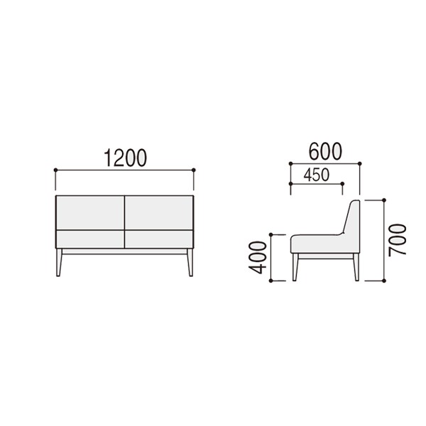 PB-12 2人用背付N 1200W 6-233-8011【送料無料】 | ウチダ PB-1通販