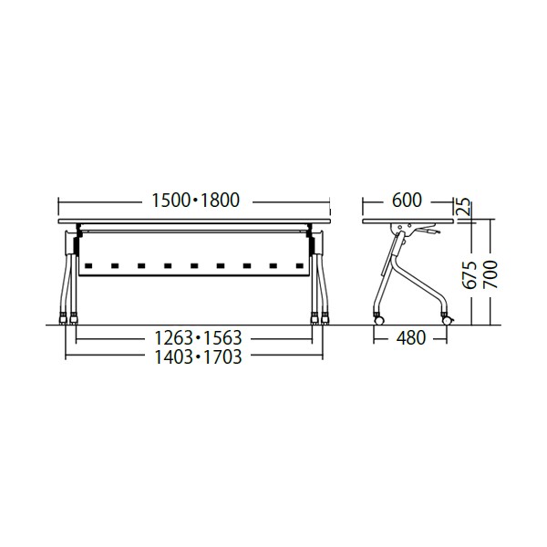 フォールディングテーブル FR-P1860T 平行スタッキングテーブル 折畳み 折り畳み スタックテーブル オフィス家具 事務所家具 天板ハネ上げ式 楽天お買い物マラソン!!各種ｸｰﾎﾟﾝ配布中