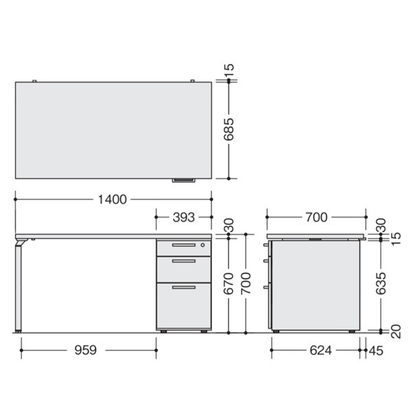 ナイキ 事務用デスク:WAKEテーブルシステム WK147B-SVH