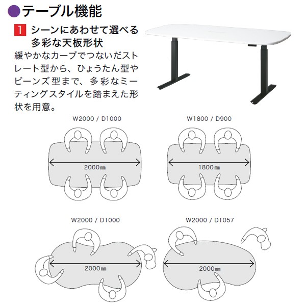 Work Move テーブル WO-2010M-C LW/BK jtx 773956 プラス 送料無料