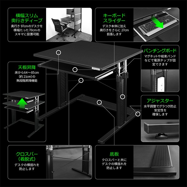 BHD-700M-BK【送料無料】 | バウヒュッテ スクエアゲーミングデスク