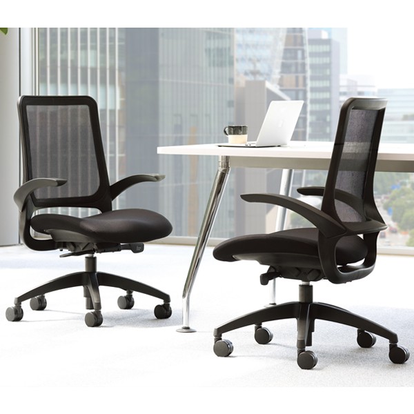 アイコ AICO MS-1615BK(F12)BK 直送 代引不可 オフィスチェア MS−1600シリーズ 座クッション 樹脂脚タイプ 肘付き 背：メッシュ／BK MS1615B MS-1615｜アイコ（AICO）のオフィスチェア