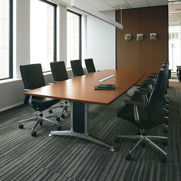 ブラックリビングテーブル コクヨ 大型会議テーブル WT-200シリーズ 角型 突板天板 配線付き 幅6400MM