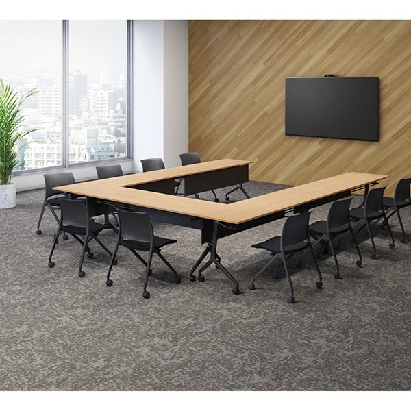 コクヨ 大型会議テーブル エピファイ 会議用テーブル 天板フラップ式 配線キャップなし パネル付き 直線タイプ 幅2100×奥行き6 コクヨ 会議用テーブル エピファイ 会議用テーブル 天板フラップ式