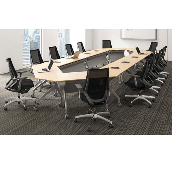 コクヨ 大型会議テーブル エピファイ 会議用テーブル 天板フラップ式 配線キャップなし パネル付き 直線タイプ 幅2100×奥行き6 コクヨ 会議用テーブル エピファイ 会議用テーブル 天板フラップ式