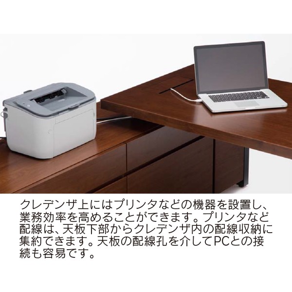 L型デスク 右クレデンザ 鍵付 6-320-8367【送料無料】 | ウチダ ED-MXV
