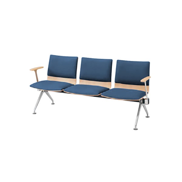 オカムラ LB38 背座パッド ロビーチェア 3人掛け各席肘付 幅1710mm アイボリー LB38GC PB16 1台 (メーカー直送)