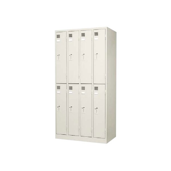 【美品中古】オフィスロッカー 8扉/棚付き/キー全て有※一部地域配送無料 扉付きシューズロッカー Bタイプ 4列8段32人用 錠無し 幅1100 奥行350
