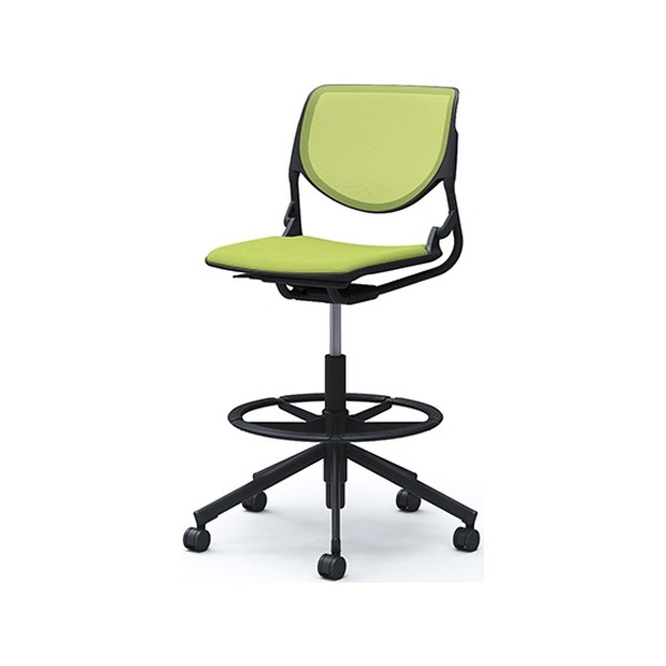 オカムラ ルナ 5本脚 ブラックシェル ライムグリーン 475幅×560奥行×805高さ×425座高（mm） 81S2CB PD32 (メーカー直送) オカムラ ルナ 5本脚 ブラックシェル ライムグリーン 550幅×640奥行×805