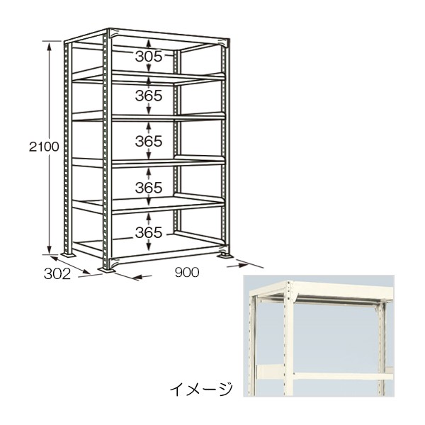 サカエ 中量棚NL型(300KG/段・連結・高さ2100MM・5段) NL-2725R (