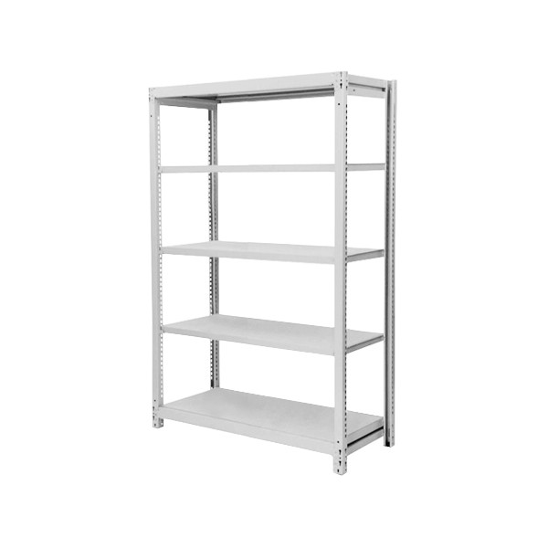サカエ 中軽量棚NE型(200kg/段・単体・高さ1200mm・4段タイプ) NE8544 1台 中量棚WG型300kg(ホワイトグレー) 単体タイプ 荷重(kg):2000(棚1連当り) 5段 高さ1800mm奥行900mm WG-1765