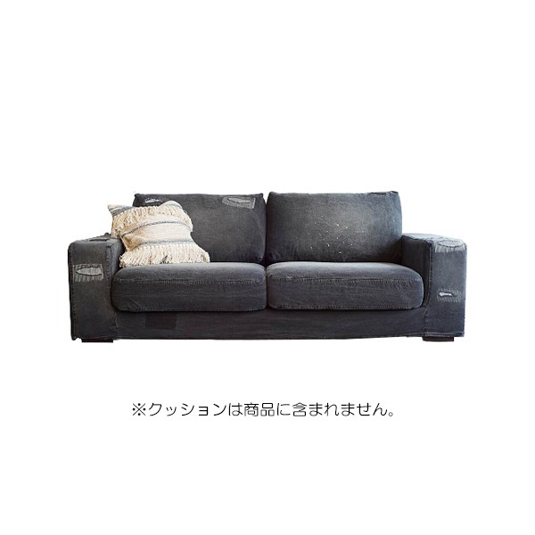 FRANKLIN SOFA BLACK DAMAGE DENIM 2P_ランクC-セット【送料無料