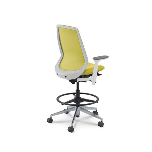 内田洋行 ニンバス ハイシートチェア ハイバック 固定肘 ハンガー無 ランバー付 ナイロンキャスター Mグレイ×白 1脚(メーカー直送)