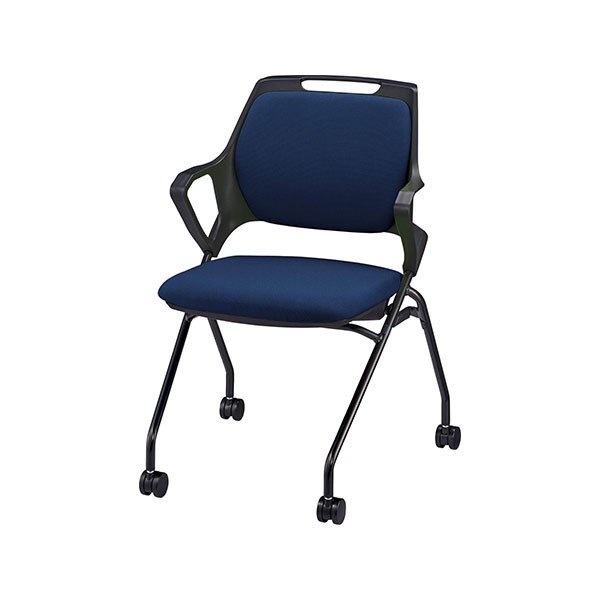 代引不可/ライオン事務器 LEOオフィスミーティングチェア ブルー LE-2420F-BL 1脚/代引不可