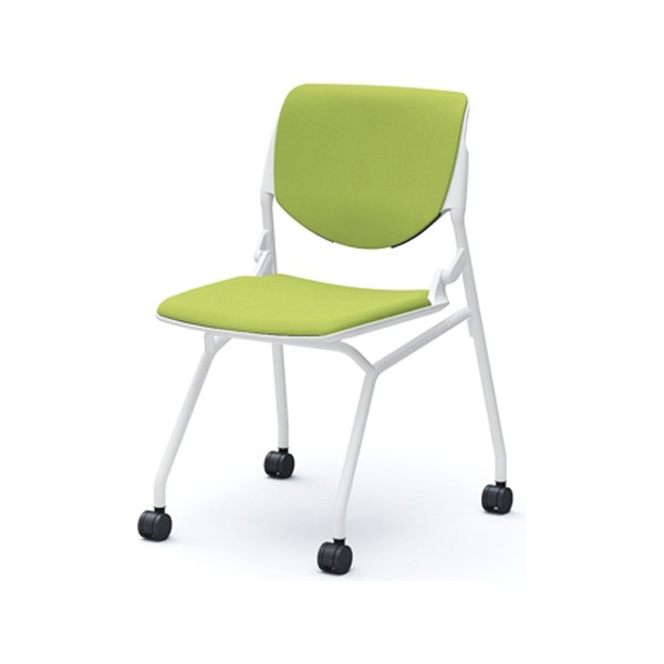 オカムラ ルナ 4本脚棚付 ホワイトシェル イエロー 665幅×700奥行×820高さ×440座高(mm) 81S1GT PD33(メーカー直送) 81S1AY-FSG7 オカムラ ルナチェア 4本脚 ホワイトシェル ホワイト