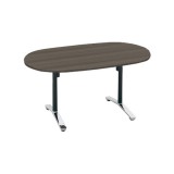 楕円形ブラウンテーブル(コクヨ) 約240cm x 120cm リビングテーブル ローテーブル 幅120cm 楕円 オーバル タモ無垢