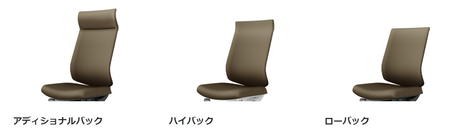 3種類の背もたれの画像